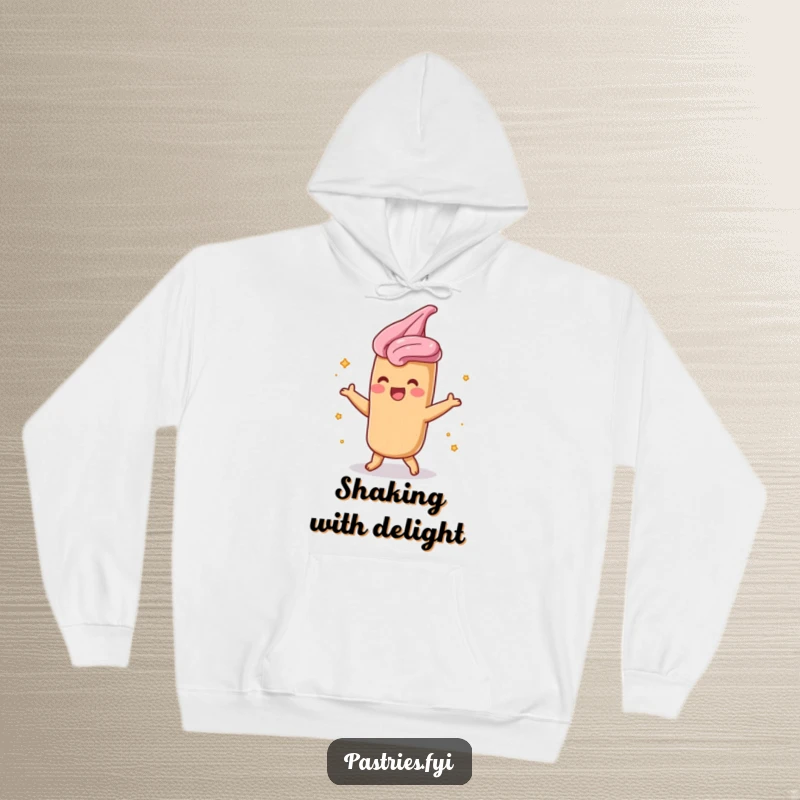Funny churro hoodie featuring a shimmying character covered in cinnamon sugar, embodying warmth and sweet delight.