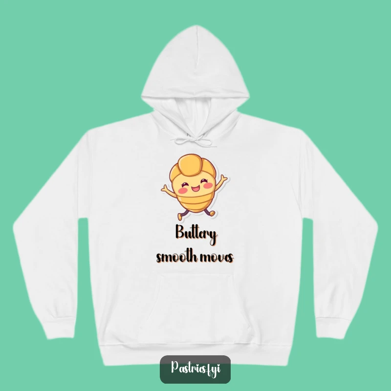 Funny Croissant Hoodie: Cozy Leaping Pastry Character for Warm & Happy Days