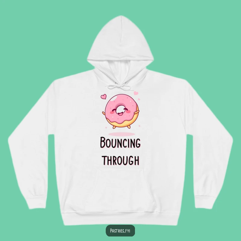 Funny Jelly Donut Bounce Hoodie: Cozy Giggling Character, Warm Funny Gift