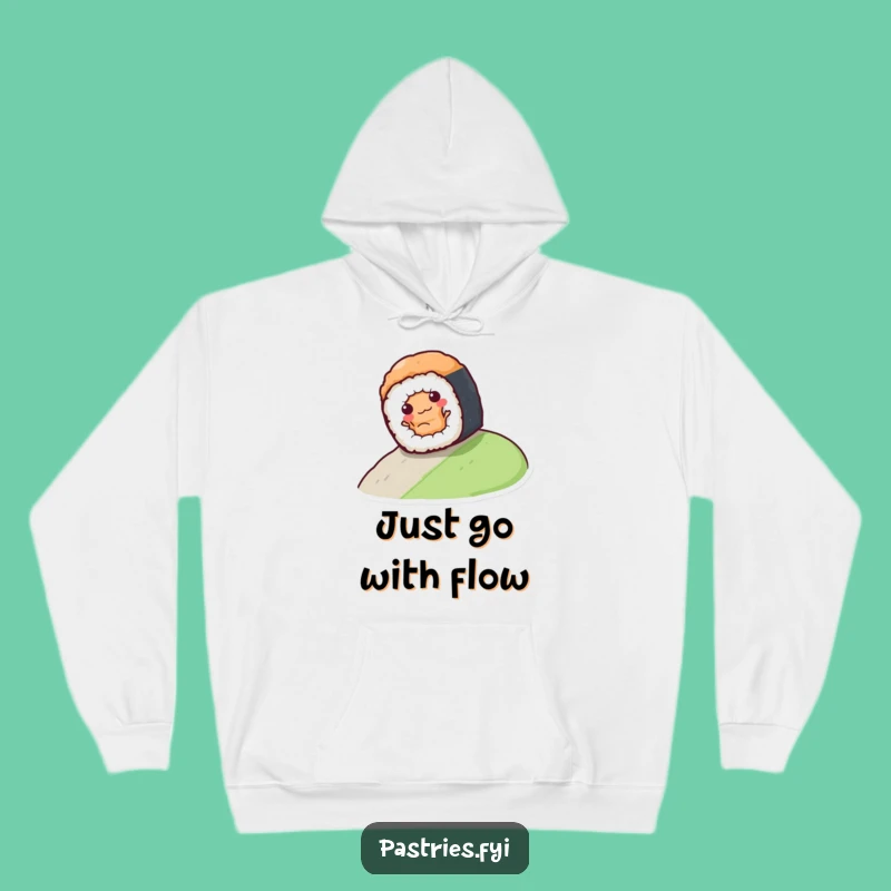 Funny Sushi Roll Hoodie: Cozy & Hilarious Character Rolling Down Hill Sweatshirt