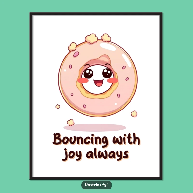 Funny Free Printable Wall Art: Giggling Donut Hole Popcorn Bounce, Decor