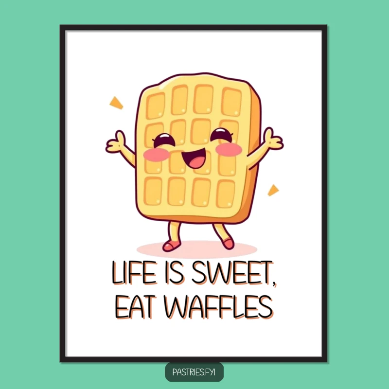 Free Printable Wall Art: Dancing Waffle Character - Funny Downloadable Art