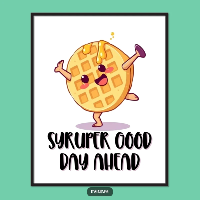 Free Printable Wall Art: Funny Waffle Cartwheel Downloadable Decor for Your Kitchen