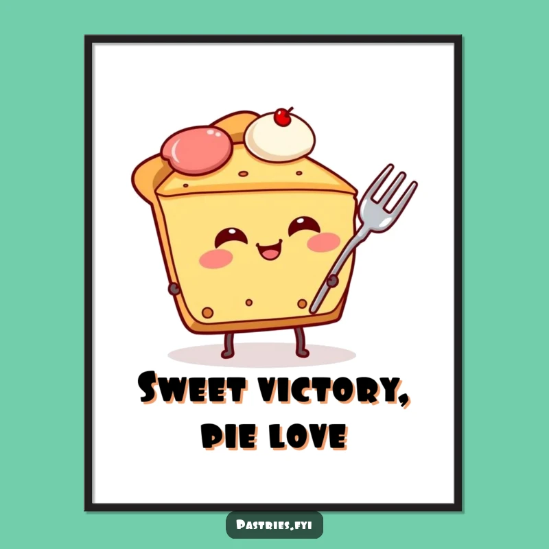 Free Printable Wall Art: Giggling Pie with Fork Funny Downloadable Decor