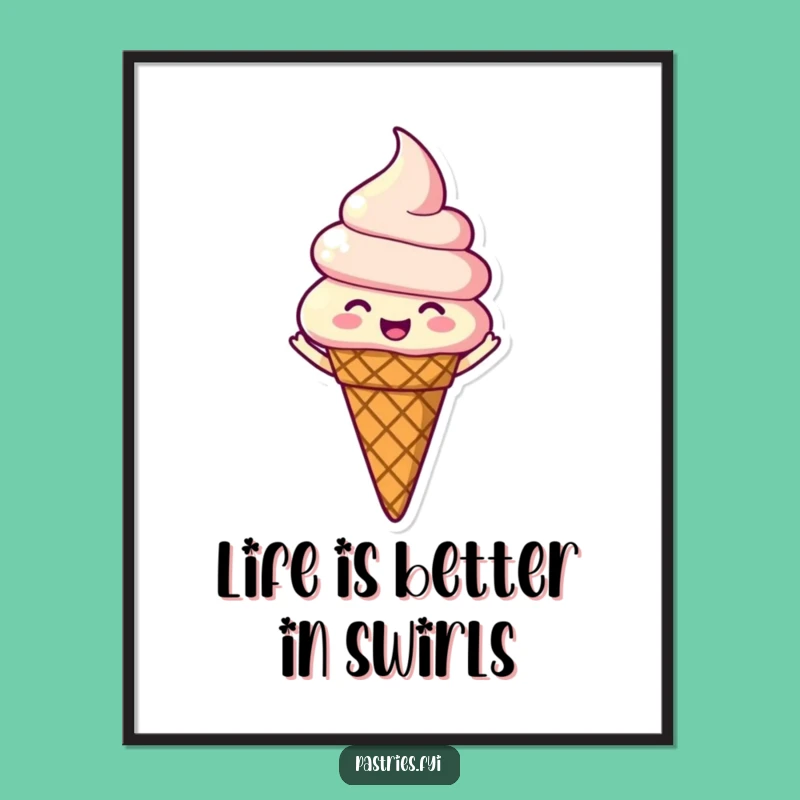 Free Printable Wall Art: Ice Cream's Joyful Spin! Humorous Downloadable Decor.