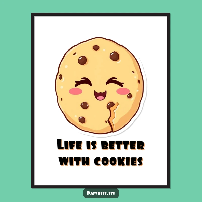 Free Printable Wall Art: Winking Cookie Missing Bite Funny Downloadable Poster