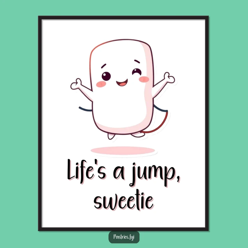 Funny Free Printable Marshmallow Wall Art, Jumping Rope Joyful Decor, Downloadable & Print at Home