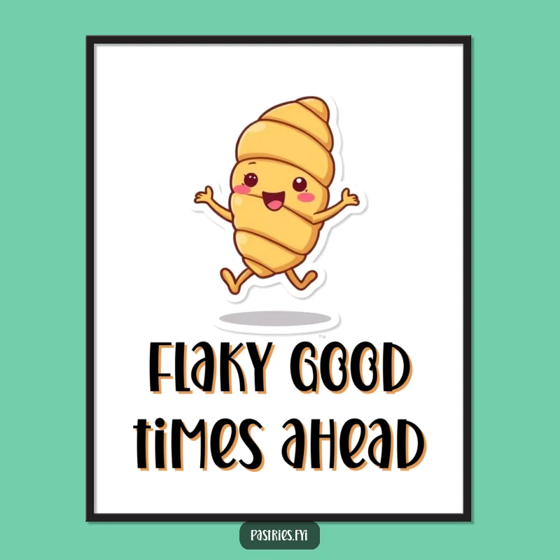 Funny Free Printable Wall Art: Cheerful Croissant Hopping, Whimsical Decor