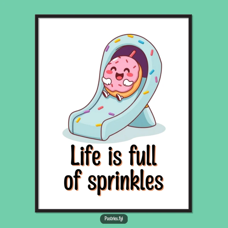 Funny Free Printable Wall Art: Giggling Donut Sliding, Quirky Downloadable Decor for a Sweet Space