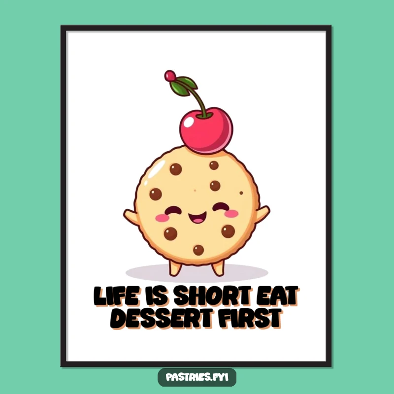 Funny Free Printable Wall Art: Mischievous Cookie Cherry Balance, Quirky Downloadable Decor