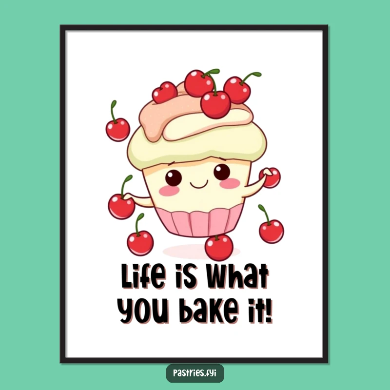 Free Printable Wall Art: Funny Juggling Cupcake, Downloadable Art, Humorous Decor Gift