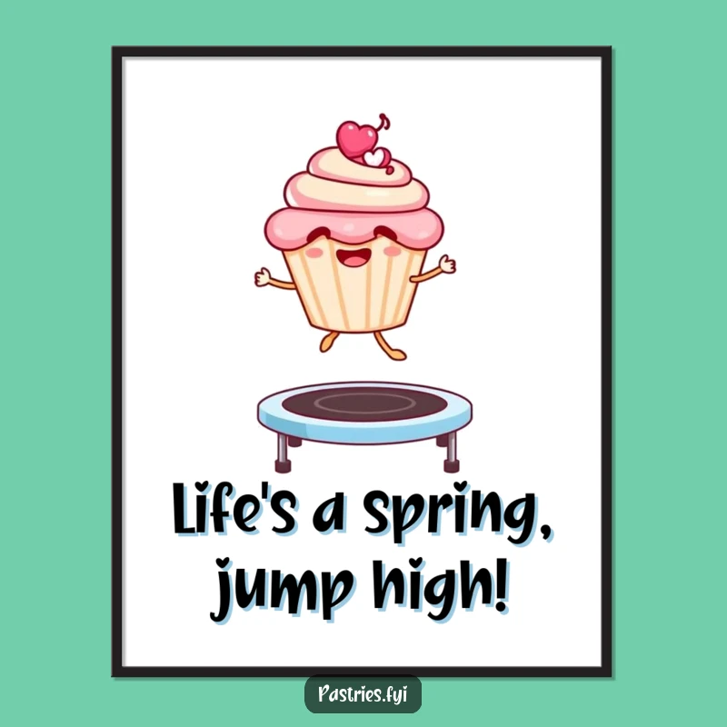 Free Printable Wall Art: Jumping Cupcake Fun, Humorous Downloadable Art for Your Room