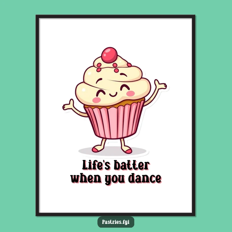 Funny Free Printable Cupcake Wall Art, Dancing Jig Decor, Downloadable & Print at Home