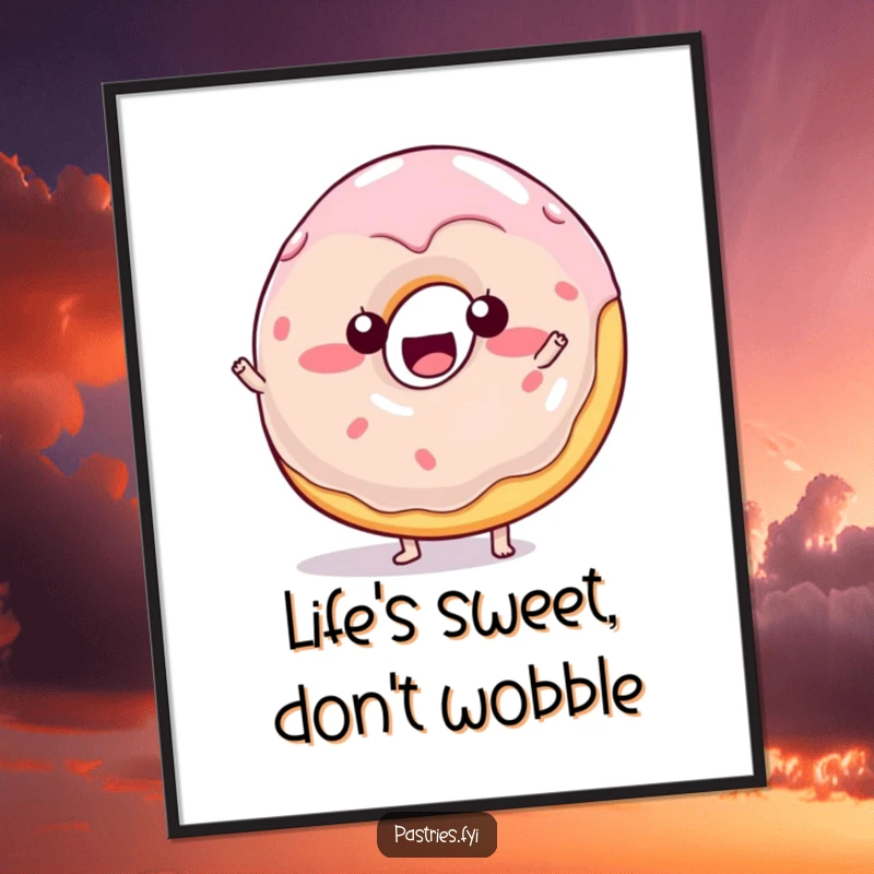 Funny Free Printable Wall Art: A happy jelly donut character doing a playful wobble, adding a touch of sweet, humorous charm to any room.
