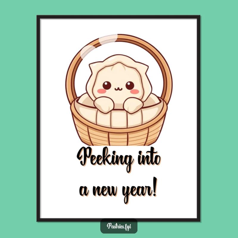 Charming Free Printable Wall Art: Curious Dumpling Peek, Downloadable Cozy Decor!