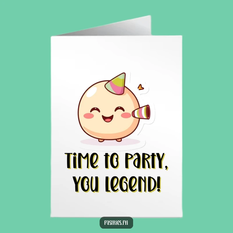 Free Printable Birthday Card: Giggling Macaroon Party Horn Funny Downloadable Gift for Fun
