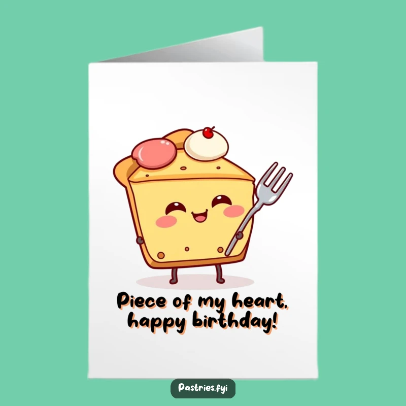 Free Printable Birthday Card: Giggling Pie with Fork Funny Downloadable Gift
