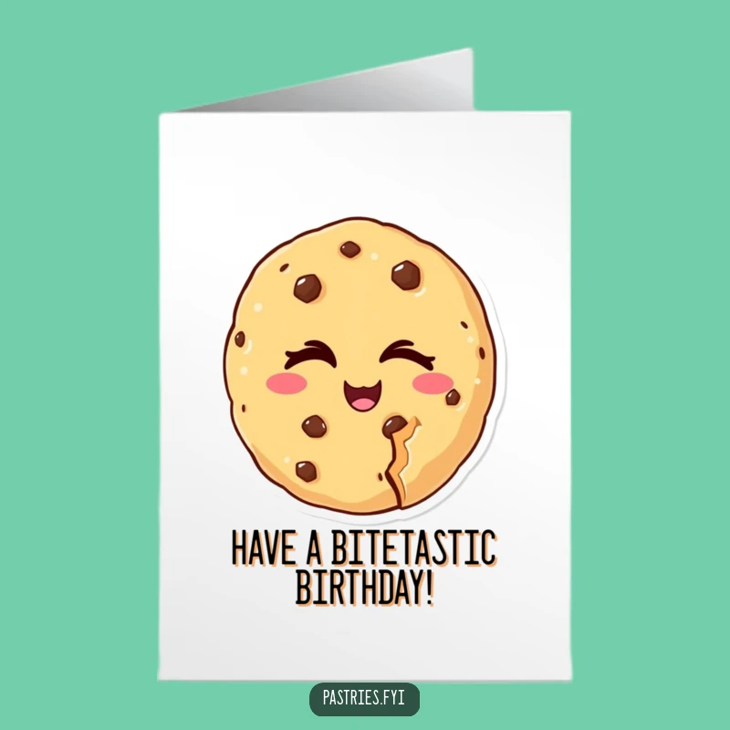 Free Printable Birthday Card: Winking Cookie Missing Bite Funny Downloadable Gift