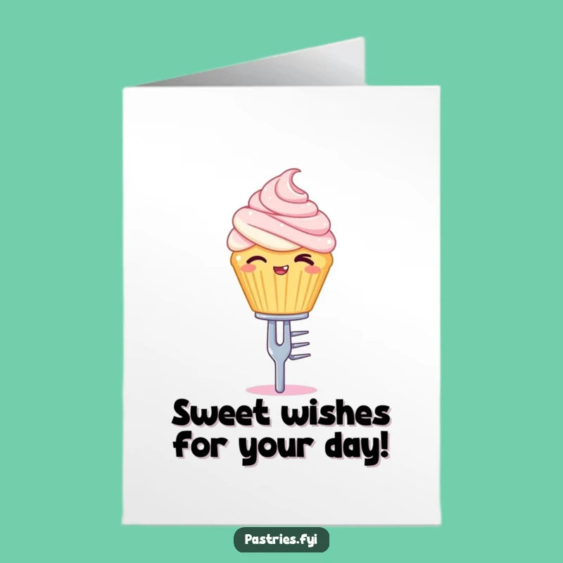Free Printable Birthday Card: Winking Cupcake Balance Act for a Sweet Celebration!