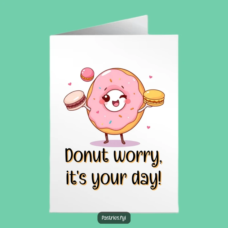 Free Printable Birthday Card: Winking Donut Juggler, Funny Digital Gift