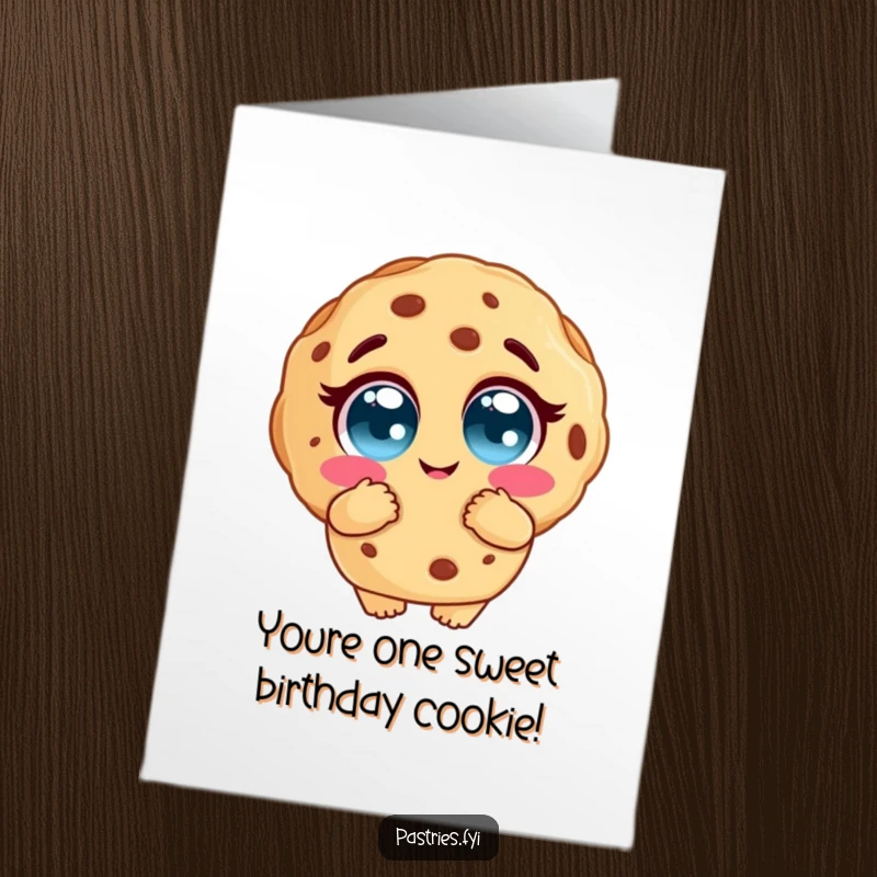 Funny Free Printable Cookie Birthday Card: A cookie character with big, loving eyes offering a warm, comforting hug.