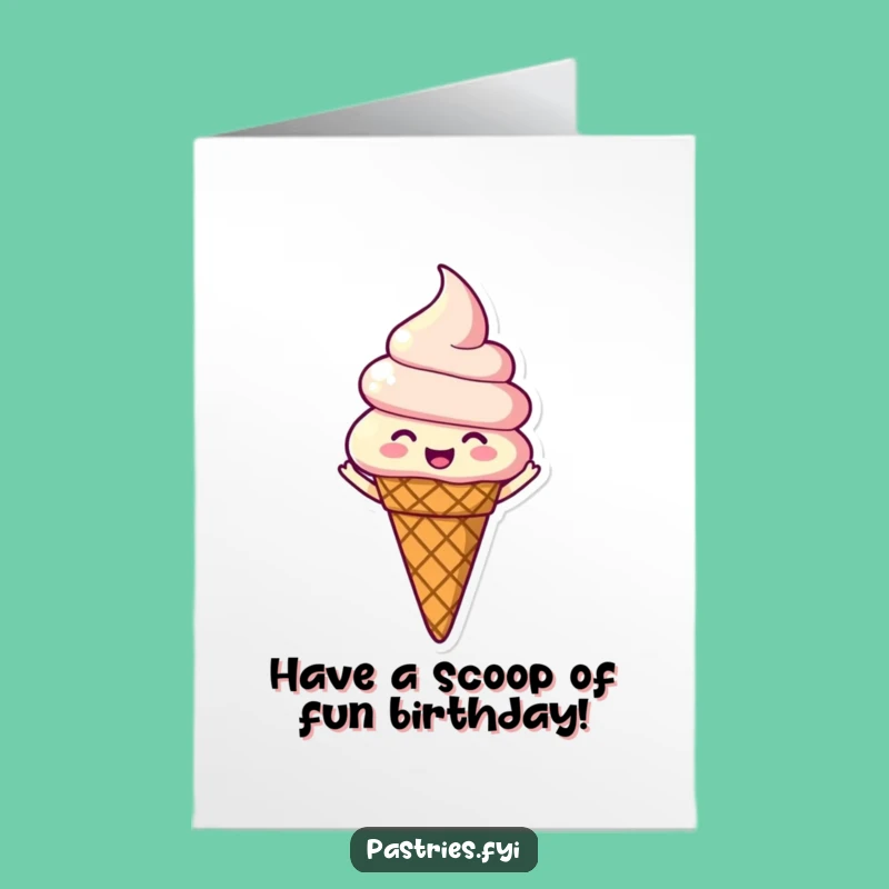 Free Printable Birthday Card: Ice Cream Spin Celebration! Fun Downloadable Greeting for a Cool Day.