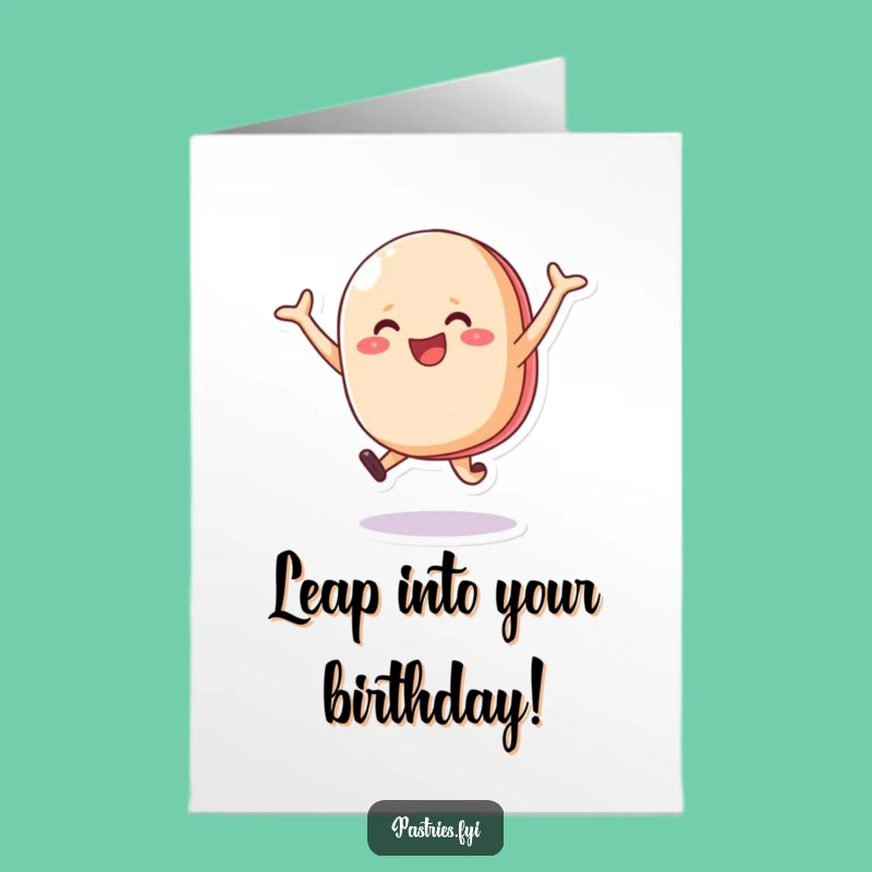 Free Printable Happy Macaron Birthday Card Joyful Leaping Treat Downloadable Gift