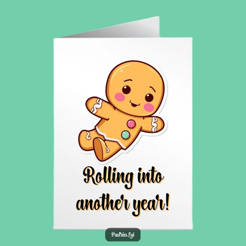 Free Printable Birthday Card: Rolling Gingerbread Man, Downloadable Fun, Funny Gift