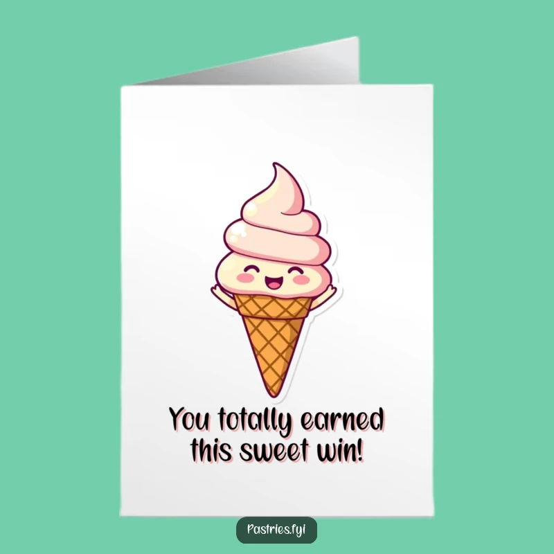 Free Printable Congrats Card: Ice Cream's Victory Spin! Hilarious Downloadable for Sweet Achievements.