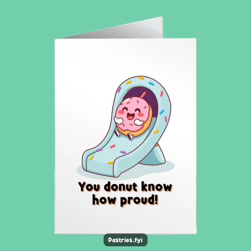 Free Printable Congrats Card: Joyful Donut Slide, Excellent Downloadable Gift for Sweet Success