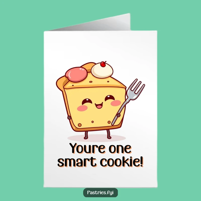 Free Printable Congratulations Card: Giggling Pie with Fork Funny Downloadable Winner