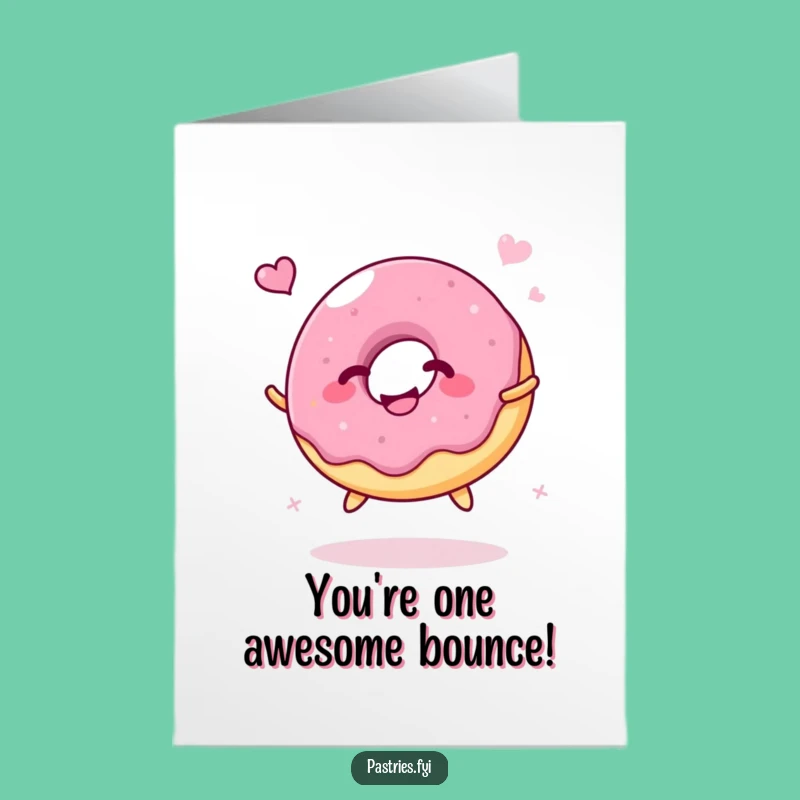 Free Printable Congrats Card: Bouncing Donut, Joyful Downloadable Achievement Gift