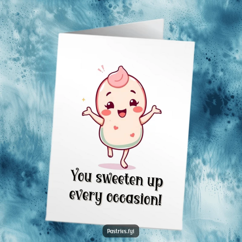 Funny Free Printable Congratulations Card: A candy character performing a goofy jig, celebrating a sweet victory.