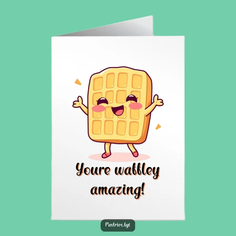 Free Printable Congratulations Card: Dancing Waffle - Funny Downloadable Gift for Wins