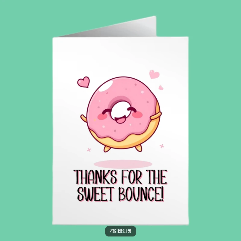 Free Printable Thank You Card: Bouncing Donut Joy, Sweet Downloadable Appreciation Gift
