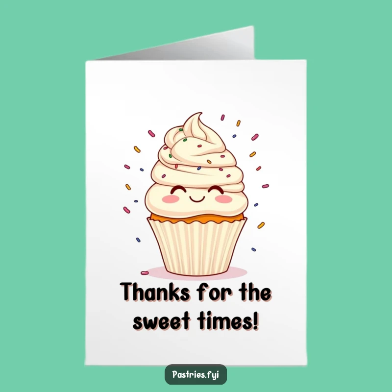 Free Printable Thank You Card: Juggling Sprinkles Cupcake, Express Gratitude with Humor
