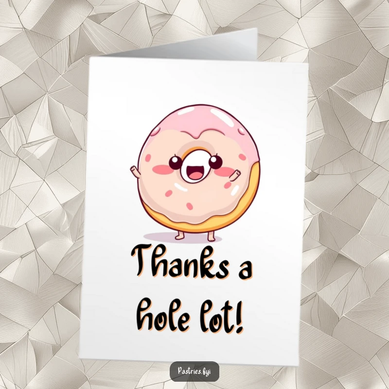 Funny Free Printable Thank You Card: A happy jelly donut character giving a sweet wobble to express sincere thanks and appreciation.