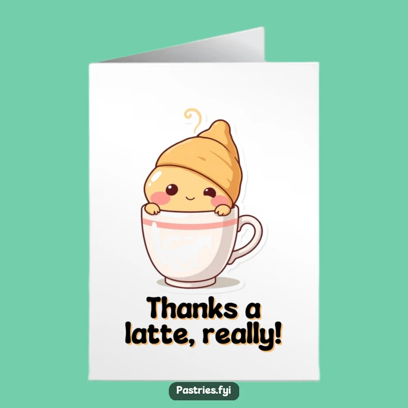 Free Printable Thank You Card: Shy Croissant Says Thanks, Funny Downloadable Gift