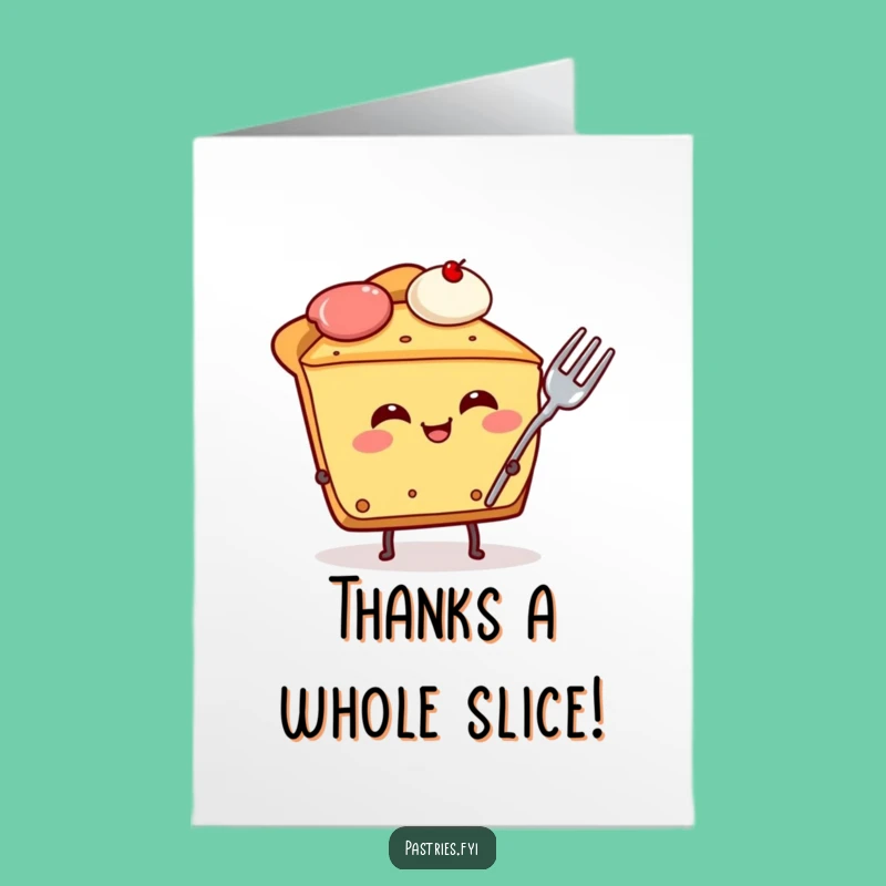 Free Printable Thank You Card: Giggling Pie with Fork Funny Downloadable Gratitude