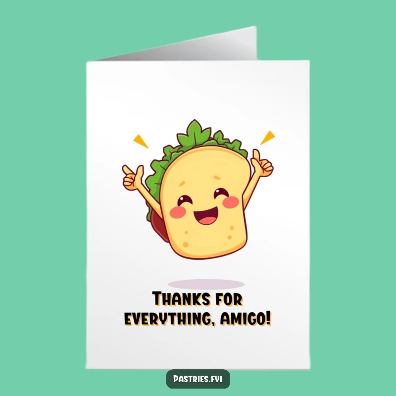 Free Printable Taco Thank You Card: Funny Fiesta Thanks Downloadable Gift