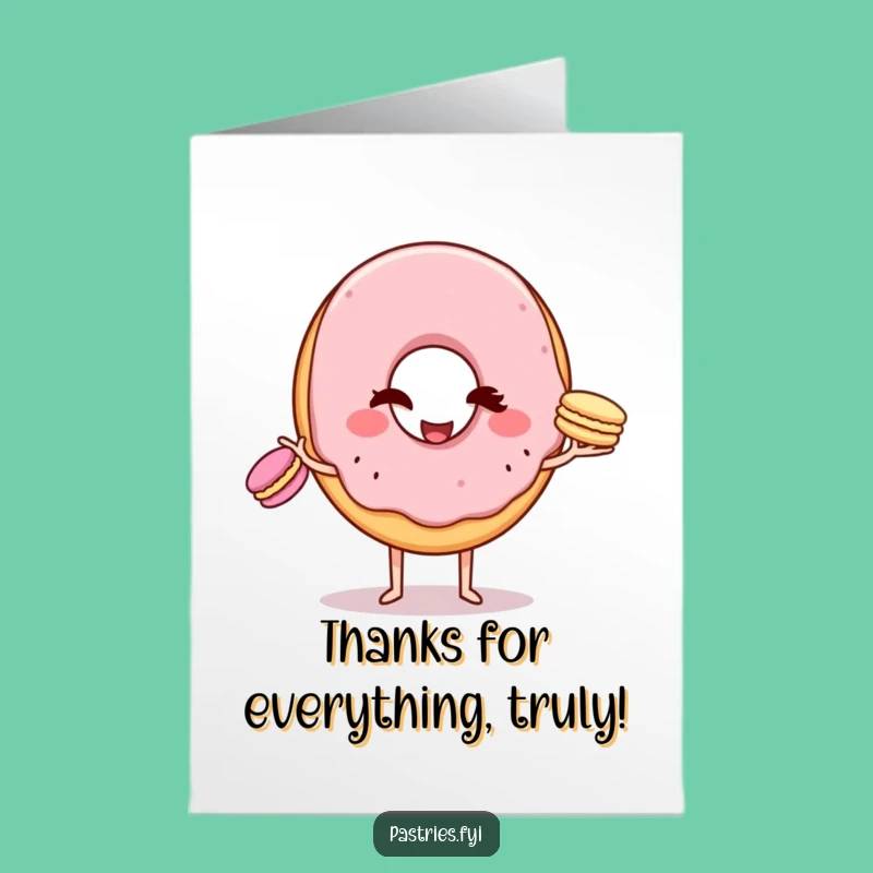 Free Printable Thank You Card: Winking Donut Juggling, Sweet Downloadable Appreciation Gift