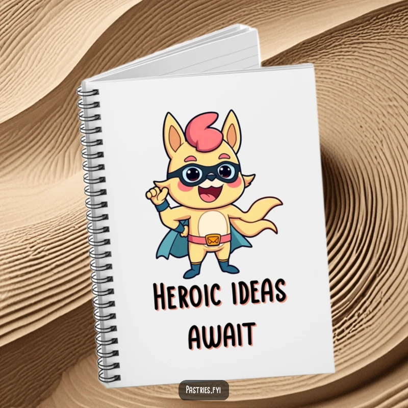 Funny Churro Notebook: A delighted churro poses heroically, ready to jot down brave ideas.