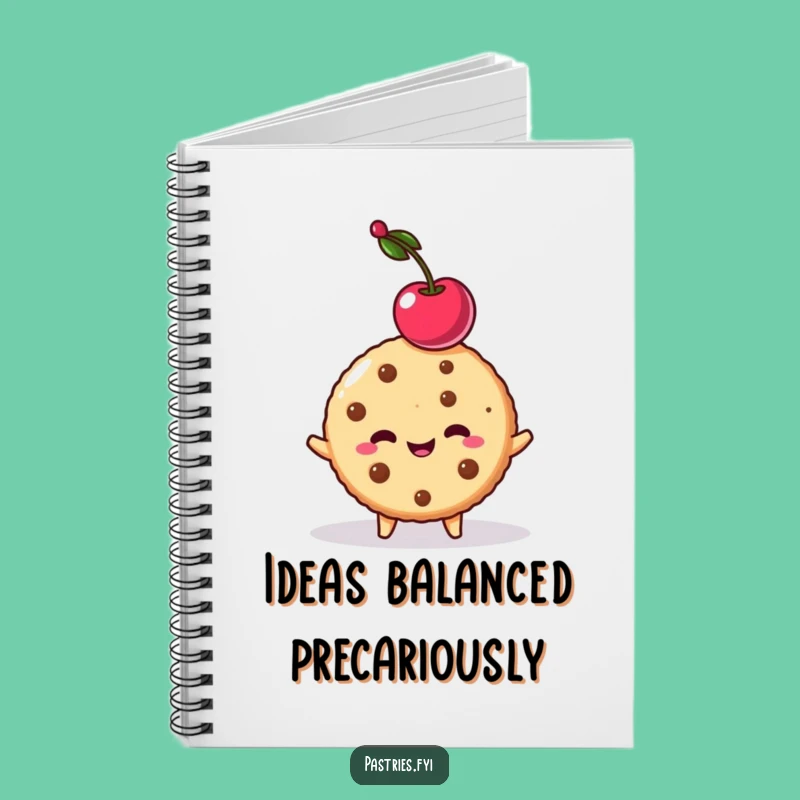 Funny Cookie Cherry Balancing Notebook - Journal Comedic Dessert Ideas