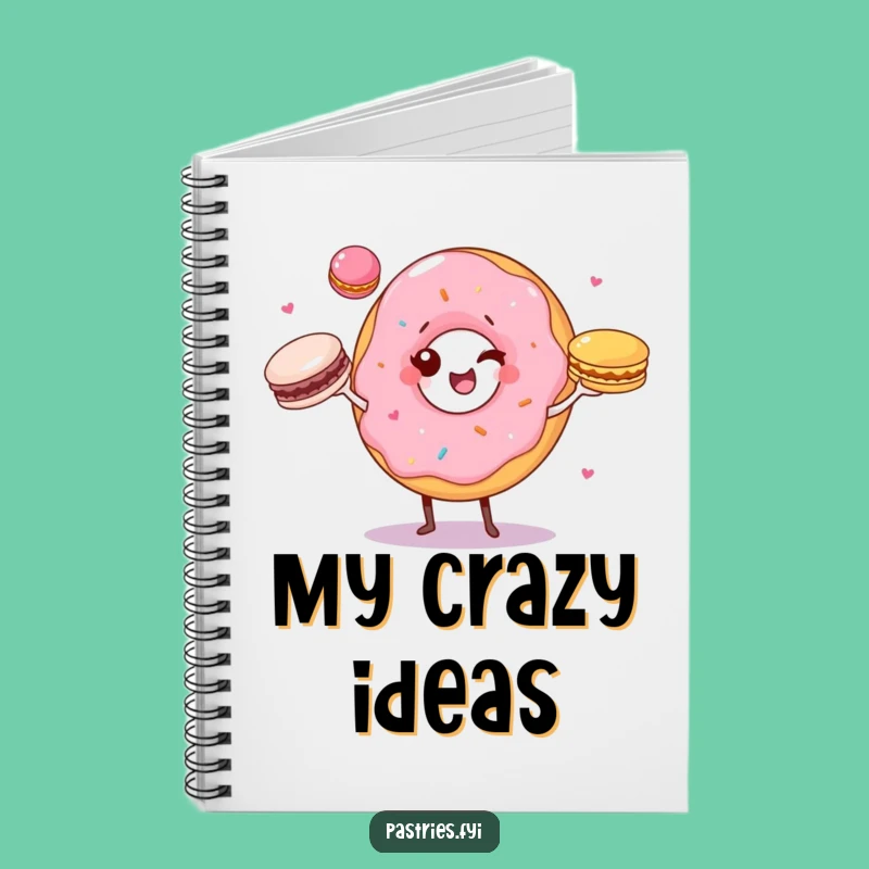 Funny Donut Juggler Notebook: Winking Donut, Macarons, Perfect Gift