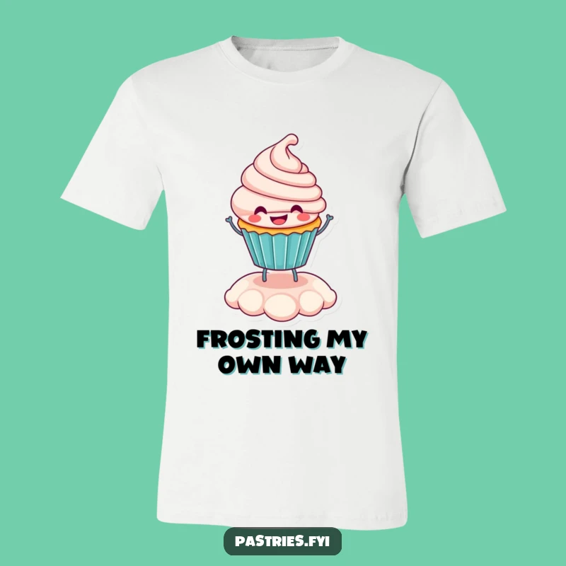Funny Cupcake T-Shirt: Happy Bouncing Character Graphic Tee for Dessert Fans