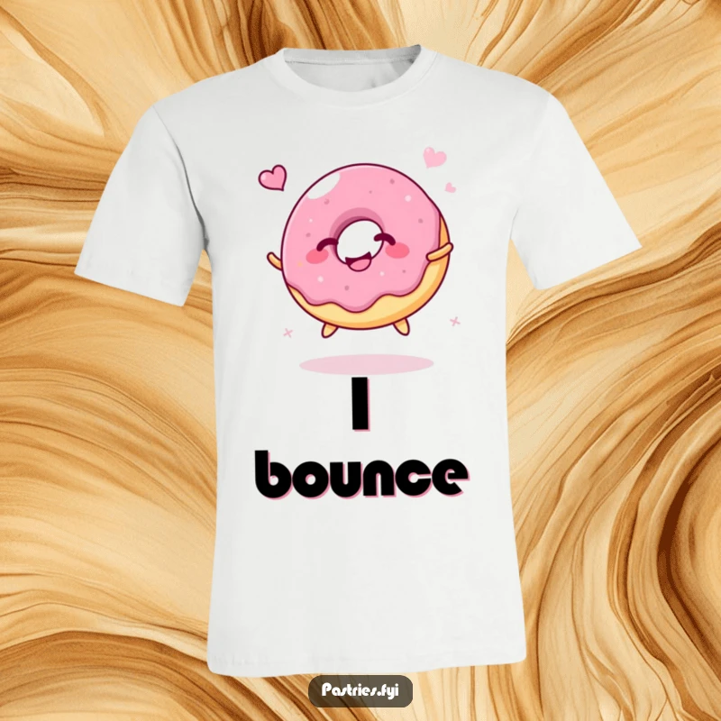 Funny T-Shirt: A giggling jelly donut character joyfully bouncing like a ball, capturing a moment of pure, unadulterated happiness.