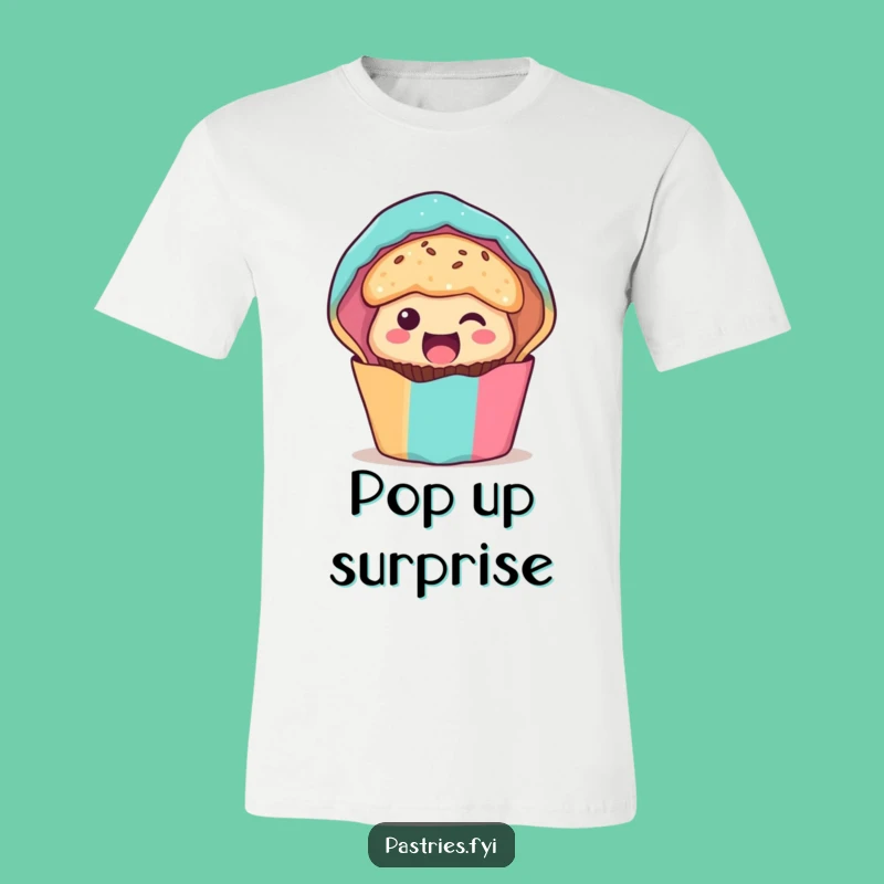 Funny Muffin T-Shirt: Excited Character Peeking, Funny Gift for Bakery Fans