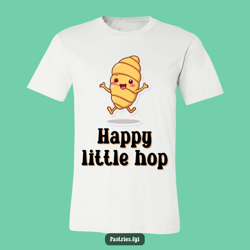 Funny Croissant Hop T-Shirt: Cheerful Pastry Doing a Hop, Great Gift