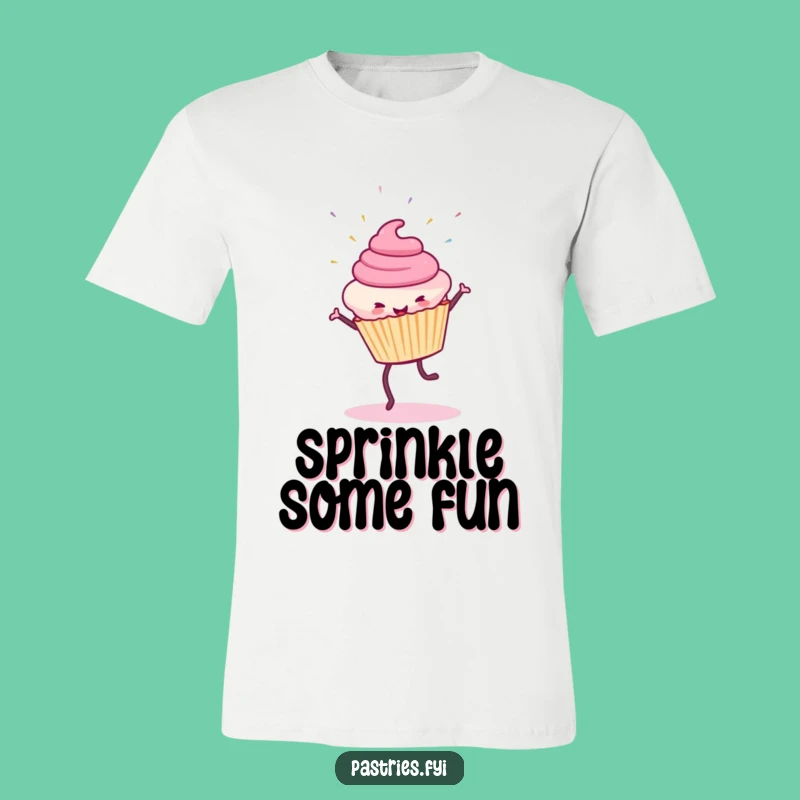 Funny Cupcake Cartwheel T-Shirt: Flying Sprinkles Design, Energetic Funny Gift