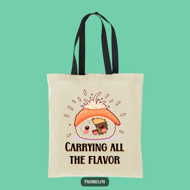 Funny Sushi Excitement Tote Bag: Flying Rice Carry-All, Fun Foodie Gift